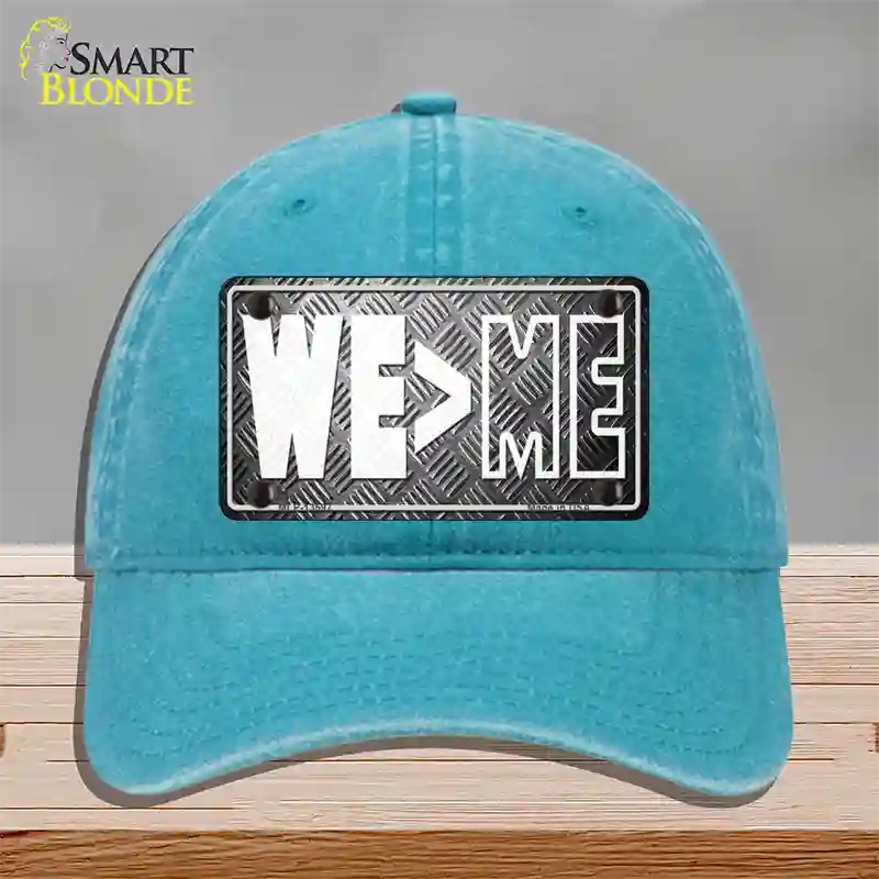 We Greater Than Me Novelty License Plate Hat Tag Unconstructed Cotton / Lake Blue