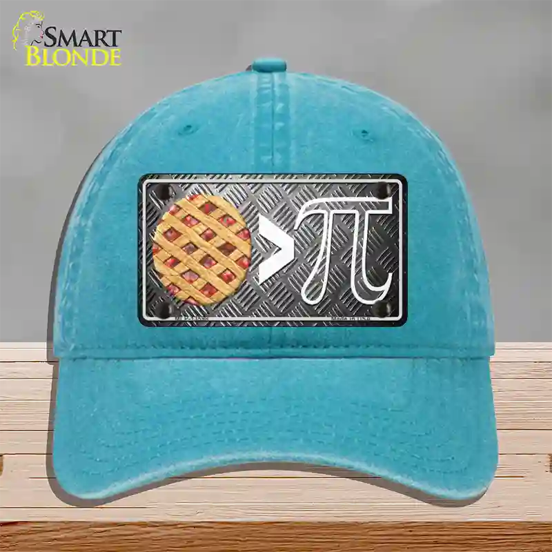 Pie Greater Than Pi Novelty License Plate Hat Tag Unconstructed Cotton / Lake Blue