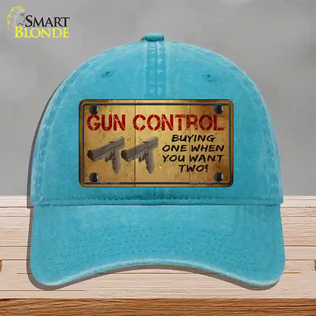 Gun Control Buying Only One Novelty License Plate Hat Tag Unconstructed Cotton / Lake Blue