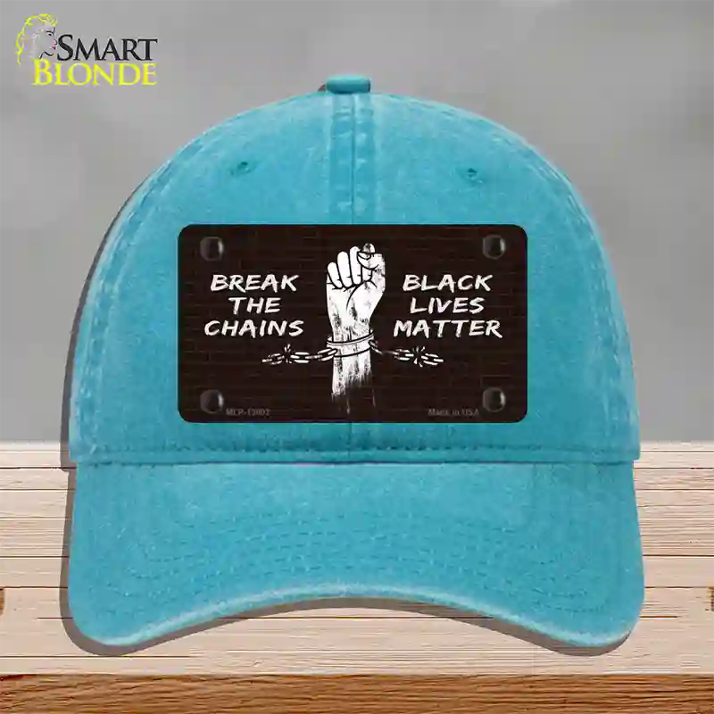 Break The Chains BLM Novelty License Plate Hat Tag Unconstructed Cotton / Lake Blue