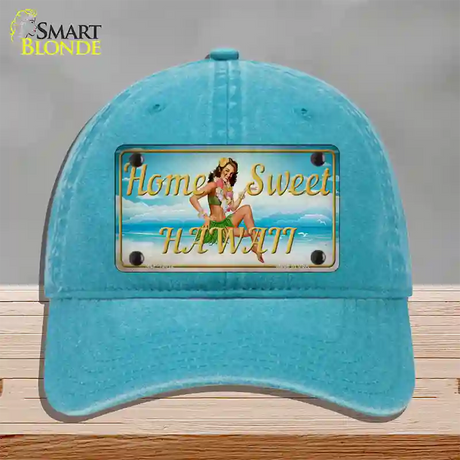 Home Sweet Hawaii Novelty License Plate Hat Tag Unconstructed Cotton / Lake Blue