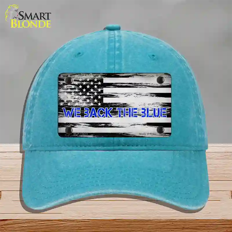 We Back The Blue Novelty License Plate Hat Tag Unconstructed Cotton / Lake Blue