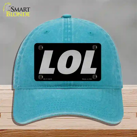 LOL Black Novelty License Plate Hat Tag Unconstructed Cotton / Lake Blue