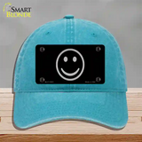 Smiley Black Novelty License Plate Hat Tag Unconstructed Cotton / Lake Blue