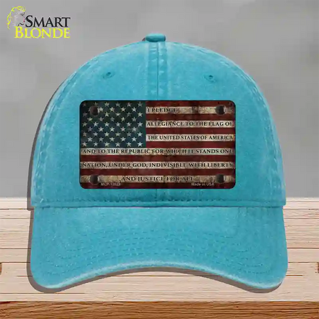 I Pledge Allegiance Flag Novelty License Plate Hat Tag Unconstructed Cotton / Lake Blue