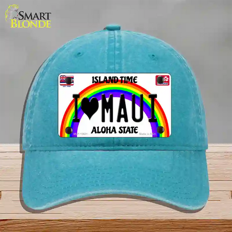 I Heart Maui Novelty License Plate Hat Tag Unconstructed Cotton / Lake Blue