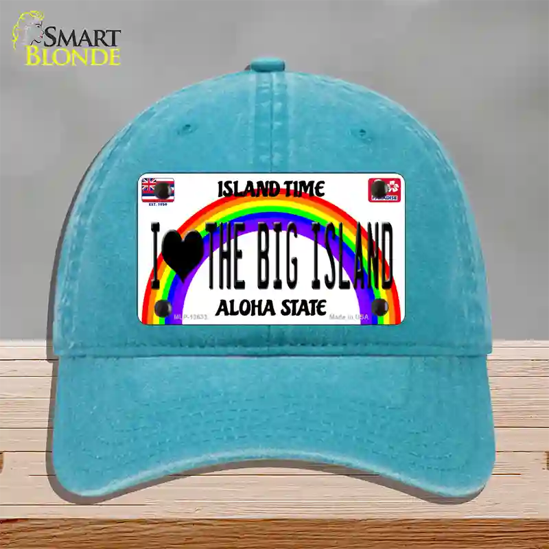 I Heart Big Island Novelty License Plate Hat Tag Unconstructed Cotton / Lake Blue