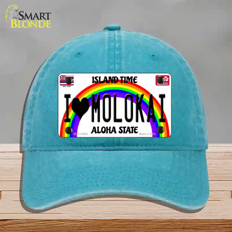 I Heart Molokai Novelty License Plate Hat Tag Unconstructed Cotton / Lake Blue