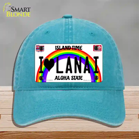 I Heart Lanai Novelty License Plate Hat Tag Unconstructed Cotton / Lake Blue