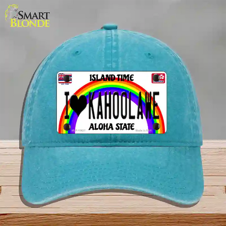 I Heart Kahoolawe Novelty License Plate Hat Tag Unconstructed Cotton / Lake Blue