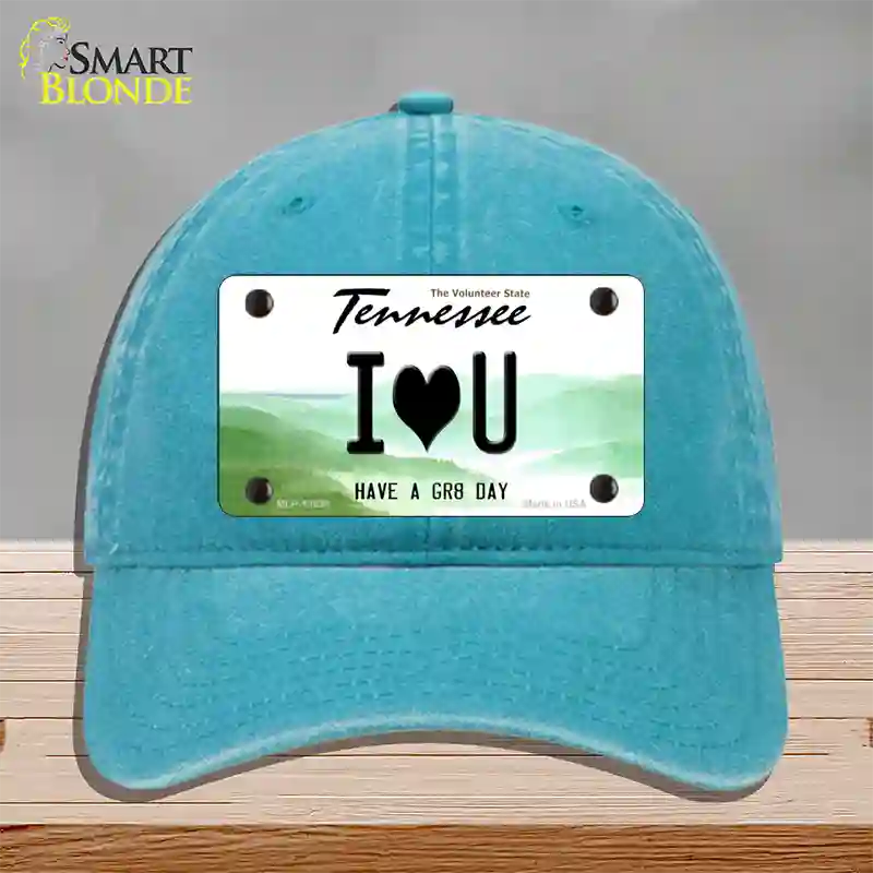 I Heart You Novelty License Plate Hat Tag Unconstructed Cotton / Lake Blue