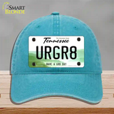 URGR8 Novelty License Plate Hat Tag Unconstructed Cotton / Lake Blue