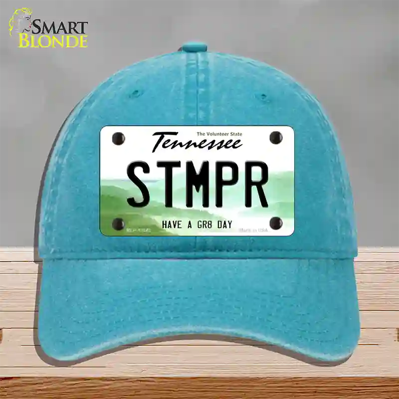 Stomper Novelty License Plate Hat Tag Unconstructed Cotton / Lake Blue