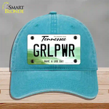 Girl Power Novelty License Plate Hat Tag Unconstructed Cotton / Lake Blue