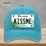 Kiss Me Novelty License Plate Hat Tag Unconstructed Cotton / Lake Blue