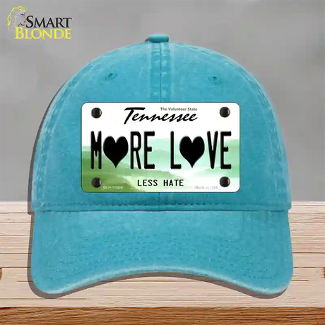 More Love Novelty License Plate Hat Tag Unconstructed Cotton / Lake Blue