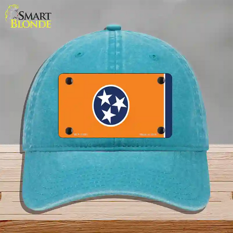 Tennessee Flag Orange Novelty License Plate Hat Tag Unconstructed Cotton / Lake Blue