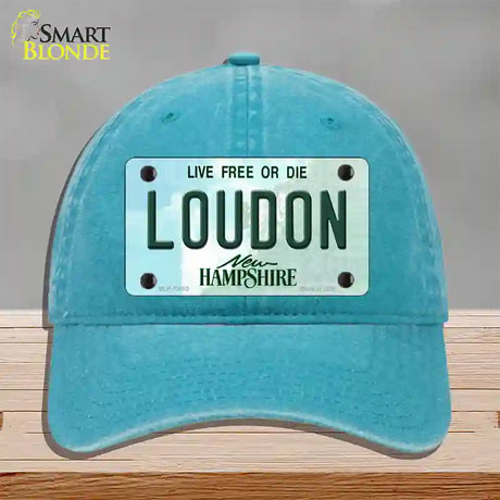 Loudon New Hampshire Novelty License Plate Hat Tag Unconstructed Cotton / Lake Blue