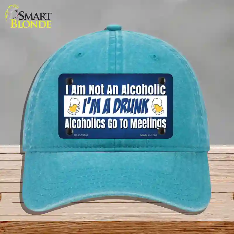 Im A Drunk Novelty License Plate Hat Tag Unconstructed Cotton / Lake Blue