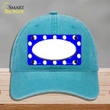 White Royal Blue Polka Dot Center Oval Novelty License Plate Hat Unconstructed Cotton / Lake Blue