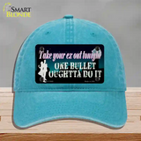 Take Your Ex Out One Bulllet Novelty License Plate Hat Tag Unconstructed Cotton / Lake Blue