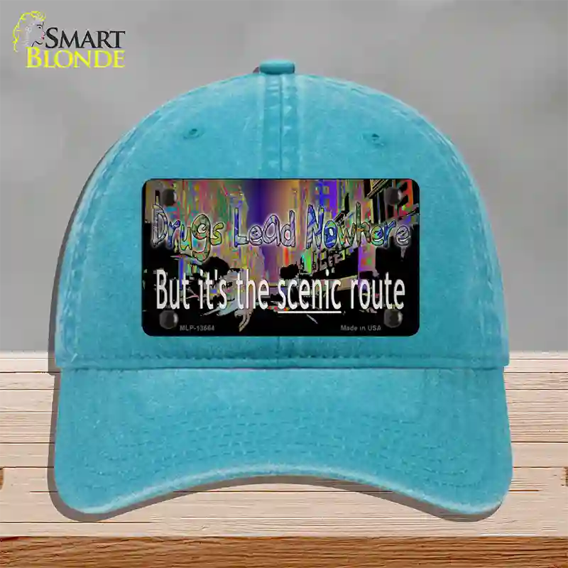 Drugs Lead Nowhere Novelty License Plate Hat Tag Unconstructed Cotton / Lake Blue