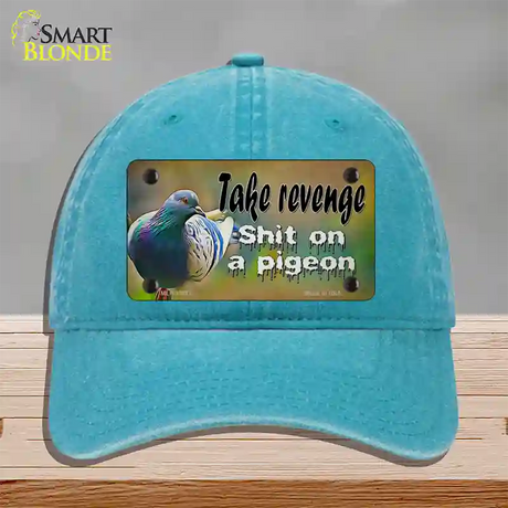 Shit On A Pigeon Novelty License Plate Hat Tag Unconstructed Cotton / Lake Blue