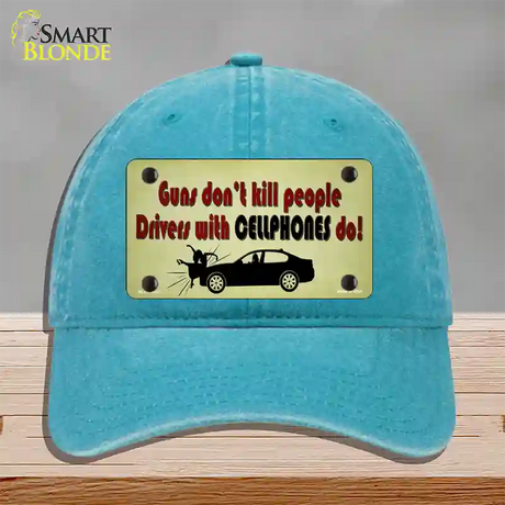 Drivers With Cellphones Do Novelty License Plate Hat Tag Unconstructed Cotton / Lake Blue