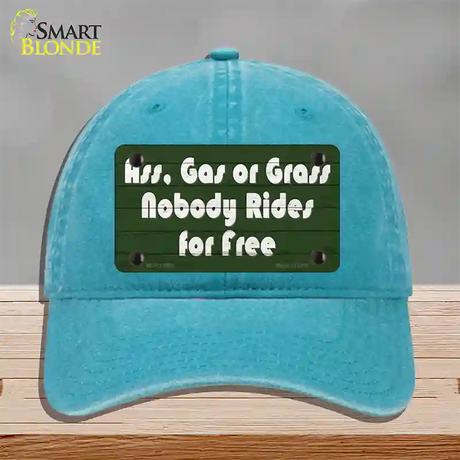 Ass Gas Or Grass Novelty License Plate Hat Tag Unconstructed Cotton / Lake Blue