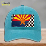 Arizona Racing Flag Novelty License Plate Hat Tag Unconstructed Cotton / Lake Blue