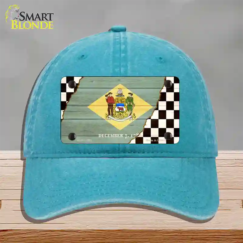 Delaware Racing Flag Novelty License Plate Hat Tag Unconstructed Cotton / Lake Blue