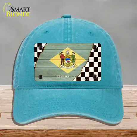 Delaware Racing Flag Novelty License Plate Hat Tag Unconstructed Cotton / Lake Blue