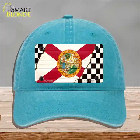 Florida Racing Flag Novelty License Plate Hat Tag Unconstructed Cotton / Lake Blue