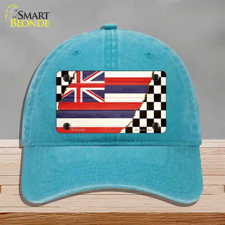 Hawaii Racing Flag Novelty License Plate Hat Tag Unconstructed Cotton / Lake Blue