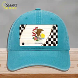 Illinois Racing Flag Novelty License Plate Hat Tag Unconstructed Cotton / Lake Blue