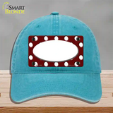 White Burgundy Polka Dot White Center Oval Novelty License Plate Hat Unconstructed Cotton / Lake Blue