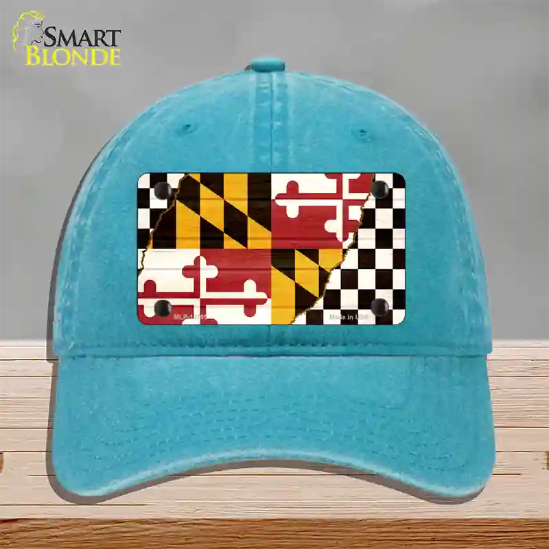 Maryland Racing Flag Novelty License Plate Hat Tag Unconstructed Cotton / Lake Blue