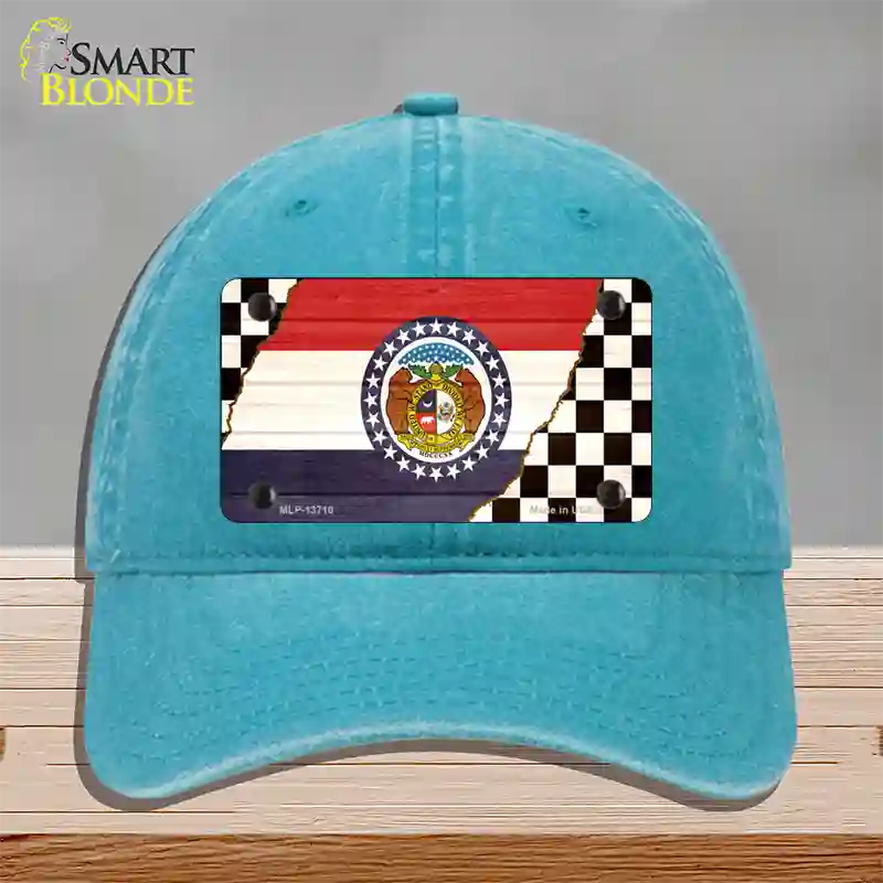 Missouri Racing Flag Novelty License Plate Hat Tag Unconstructed Cotton / Lake Blue