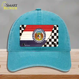 Missouri Racing Flag Novelty License Plate Hat Tag Unconstructed Cotton / Lake Blue