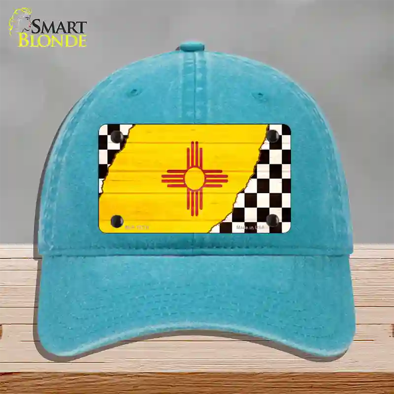 New Mexico Racing Flag Novelty License Plate Hat Tag Unconstructed Cotton / Lake Blue