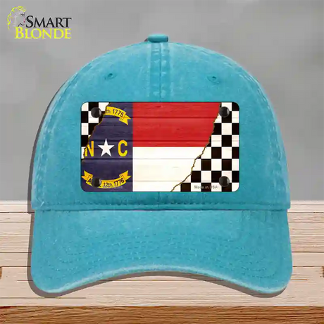 North Carolina Racing Flag Novelty License Plate Hat Tag Unconstructed Cotton / Lake Blue