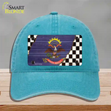North Dakota Racing Flag Novelty License Plate Hat Tag Unconstructed Cotton / Lake Blue