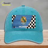 Oklahoma Racing Flag Novelty License Plate Hat Tag Unconstructed Cotton / Lake Blue