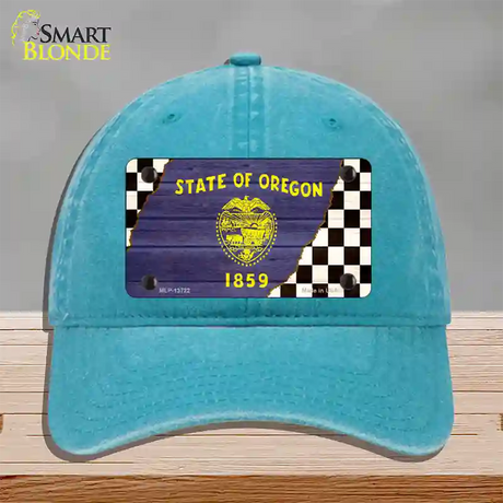 Oregon Racing Flag Novelty License Plate Hat Tag Unconstructed Cotton / Lake Blue