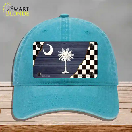 South Carolina Racing Flag Novelty License Plate Hat Tag Unconstructed Cotton / Lake Blue