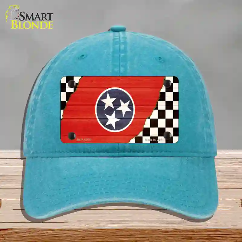 Tennessee Racing Flag Novelty License Plate Hat Tag Unconstructed Cotton / Lake Blue