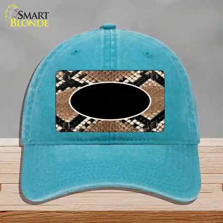 Snake With Black Center Oval Novelty License Plate Hat Unconstructed Cotton / Lake Blue