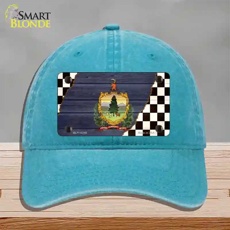 Vermont Racing Flag Novelty License Plate Hat Tag Unconstructed Cotton / Lake Blue