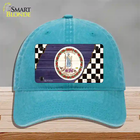 Virginia Racing Flag Novelty License Plate Hat Tag Unconstructed Cotton / Lake Blue