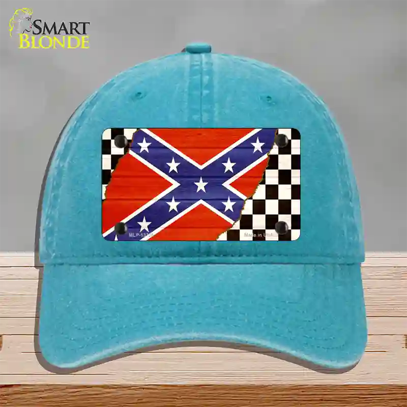 Confederate Racing Flag Novelty License Plate Hat Tag Unconstructed Cotton / Lake Blue